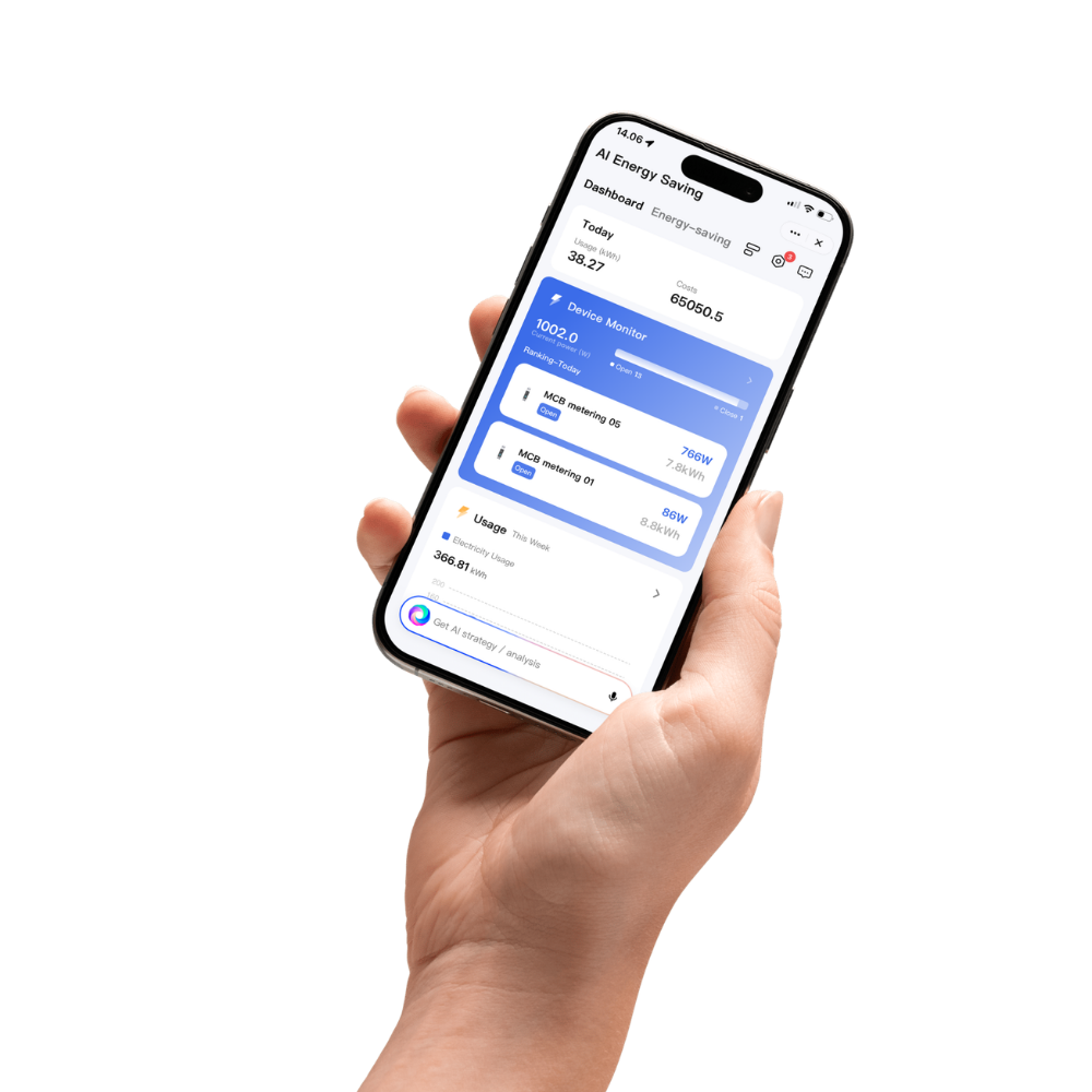 A phone displaying energy usage monitoring